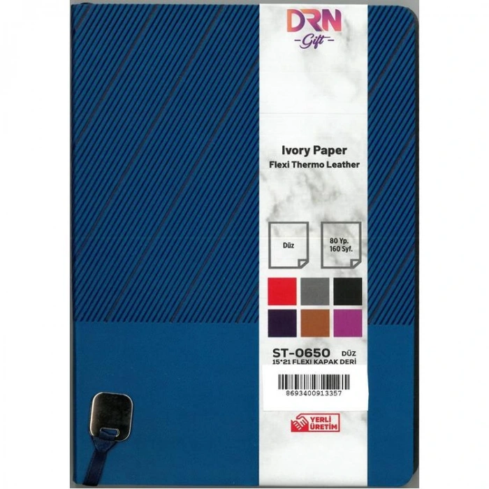 DRN GIFT ST-0650  15x21 FLEXI KAPAK DERİ MODEL 80 YP. ÇİZGİSİZ (DÜZ) DEFTER  -  TEKLİ