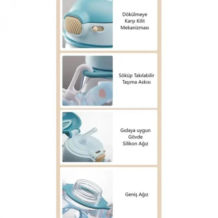 SHOTAY RABBIT PİPETLİ ASKILI TRİTAN MATARA 7008 600 ML