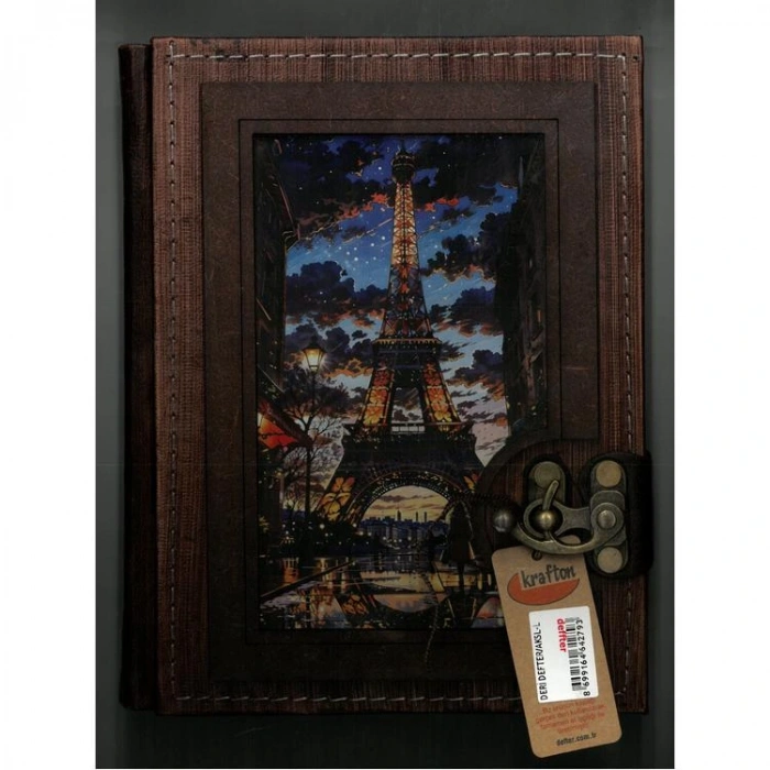 DEFFTER 64279-3 17x23 KRAFTON DERİ KAPLI KRAFT ÇİZGİSİZ DEFTER ( L )