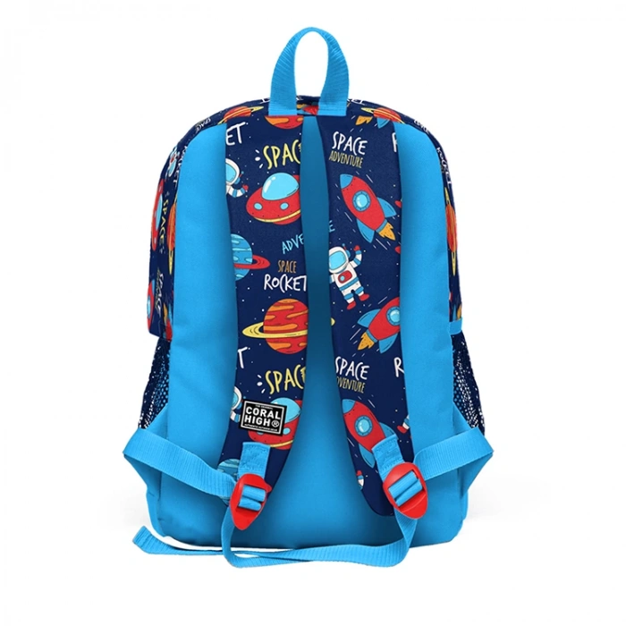 CORAL HIGH 23470 DÖRT BÖLMELİ LACİVERT MAVİ UZAY DESENLİ SIRT ÇANTASI