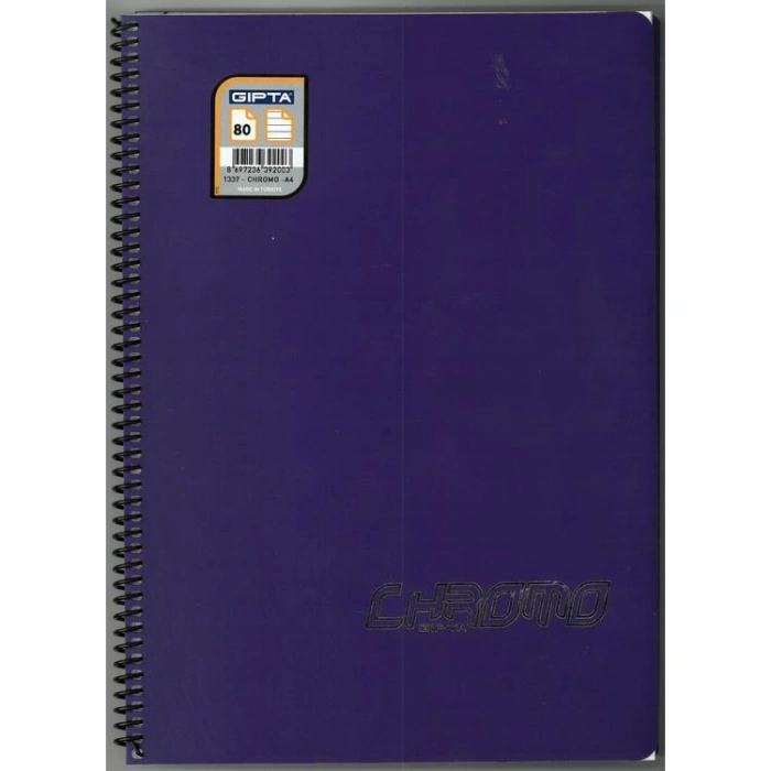 GIPTA CHROM-O SPİRALLİ  PP. KAPAK A4 80YP.ÇİZGİLİ DEFTER -1337