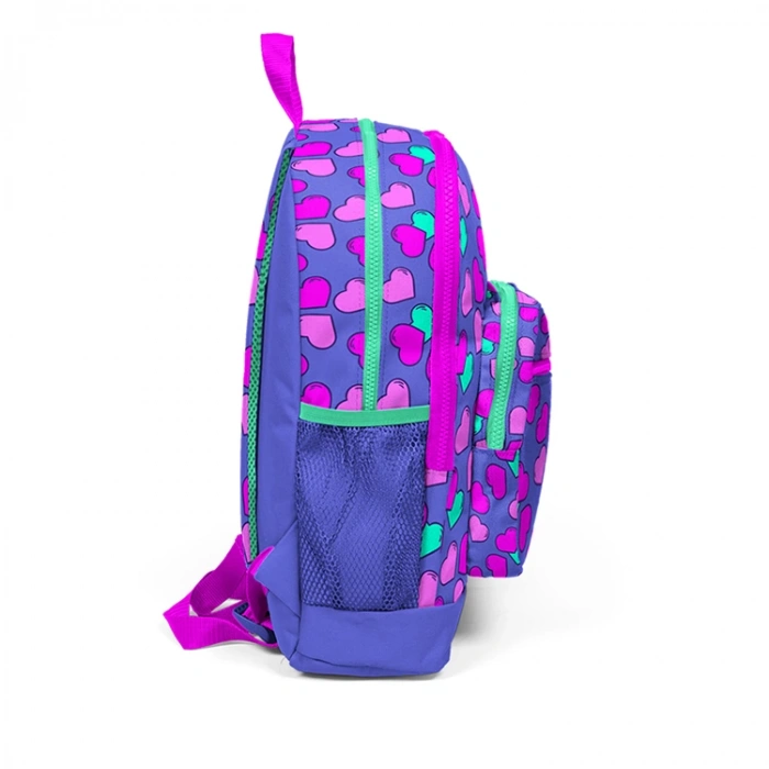 CORAL HIGH 23463 KİDS LAVANTA PEMBE KALPLİ DESENLİ DÖRT BÖLMELİ OKUL SIRT ÇANTASI