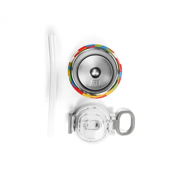 CORAL HIGH 31991 KIDS BLOK DESENLİ PİPETLİ VE DİREKT İÇİM ÇELİK TERMOS 500ML