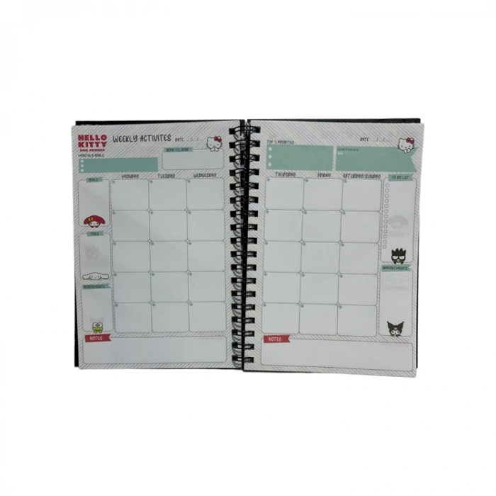 HELLO KİTTY&KUROMİ SPİRALLİ SERT KAPAK STİCKERLI PLANNER (BOOK) DEFTER