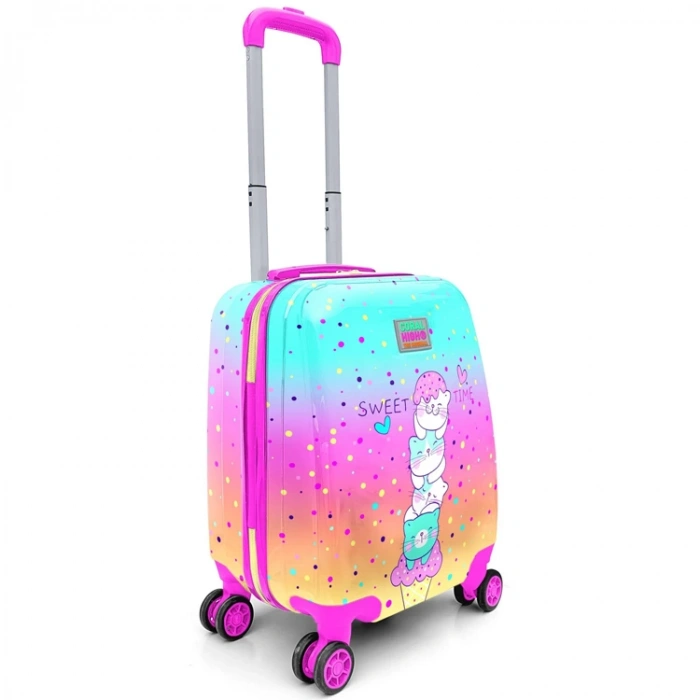 CORAL HIGH 16777 MİNİ RENKLİ DONDURMALI VE KEDİ DESENLİ VALİZ