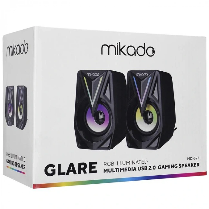 MİKADO MD-S23 GLARE 2.0 MULTIMEDIA LED IŞIKLI 3W*2 SİYAH USB GAMING SPEAKER HOPERLÖR