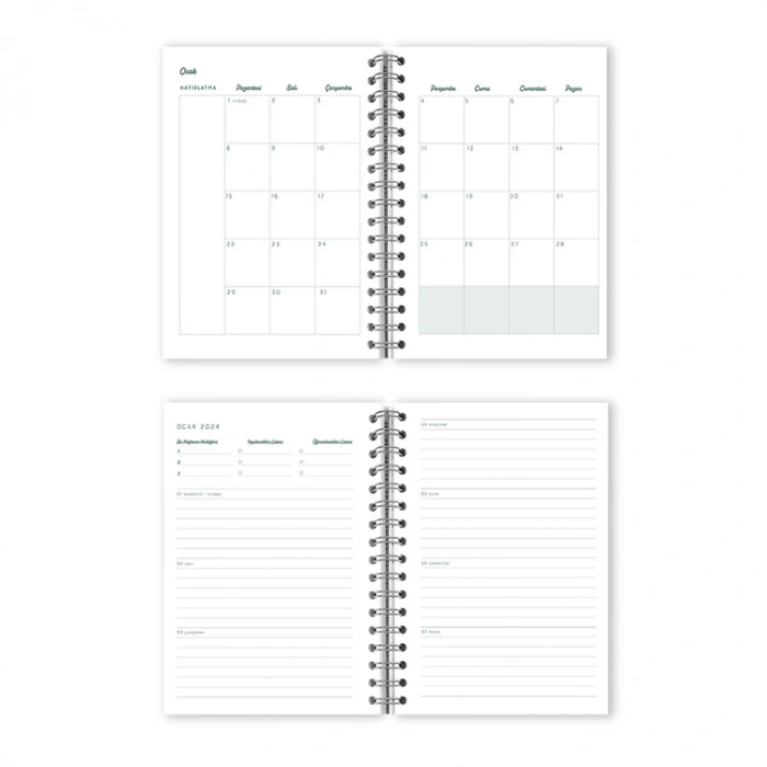 VICTORIAS JOURNALS 9202 17x24cm SERT KAPAK LASTİKLİ CEPLİ SPİRALLİ HAFTALIK AJANDA - PEMBE