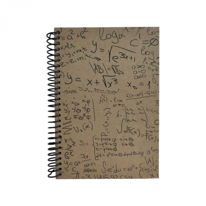 PAPİRÜS  KRAFT SERT KAPAK SPİRALLİ 16X23 100YP. KARELİ DEFTER