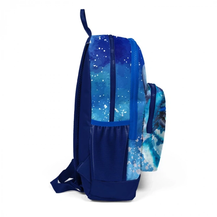 CORAL HIGH 23743 KİDS LACİVERT MAVİ KURT DESENLİ DÖRT BÖLMELİ SIRT ÇANTASI