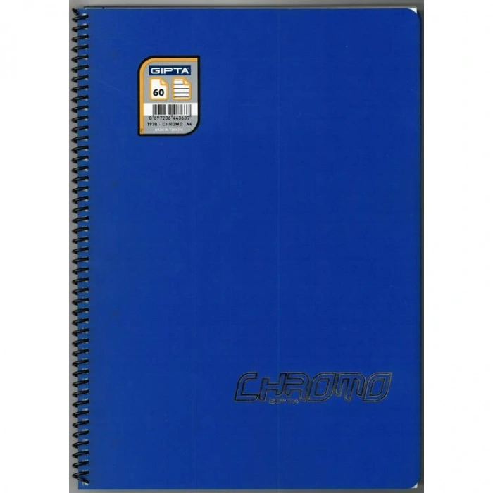 GIPTA CHROMO SPİRALLİ PP. KAPAK A4 60YP. ÇİZGİLİ DEFTER - 1978