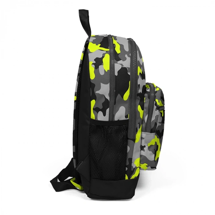 CORAL HIGH 23117 KİDS SİYAH GRİ KAMUFLAJ DESENLİ DÖRT BÖLMELİ OKUL SIRT ÇANTASI