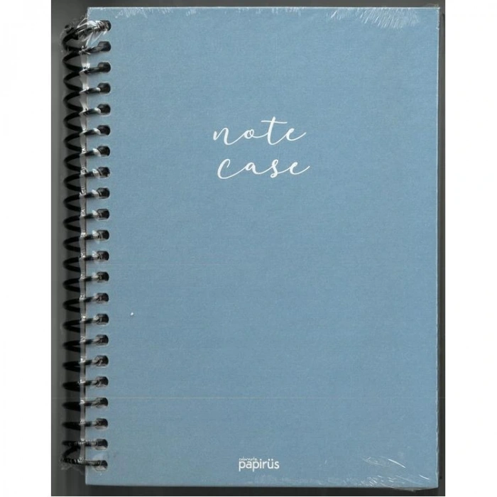 PAPİRÜS  NOTE CASE SİMLİ SERT KAPAK SPİRALLİ 14X19 120YP. KARELİ DEFTER