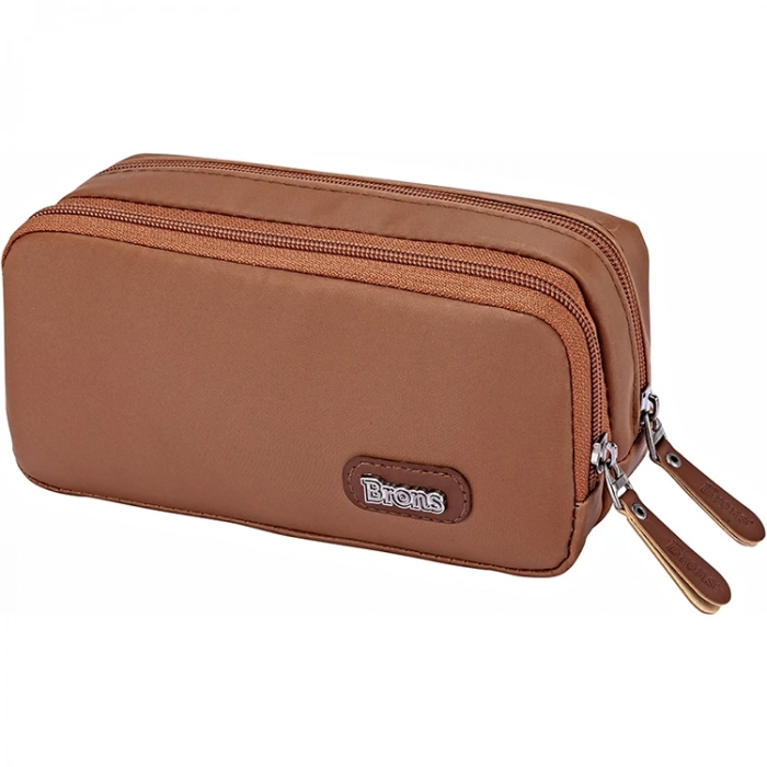 BRONS BR-3133 ÇİFT GÖZLÜ SATEN KAHVERENGİ KALEM ÇANTASI