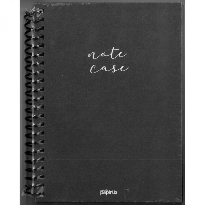 PAPİRÜS  NOTE CASE SİMLİ SERT KAPAK SPİRALLİ 14X19 120YP. ÇİZGİSİZ (DÜZ) DEFTER