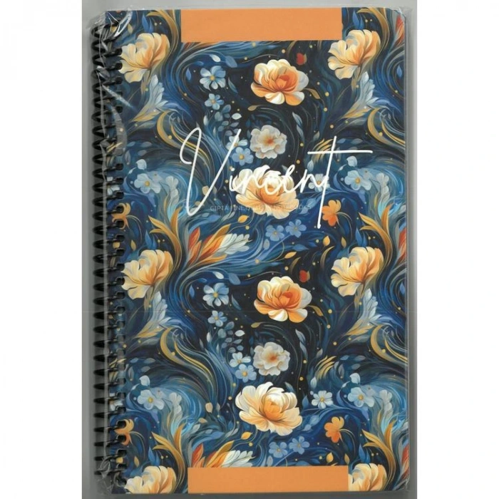 GIPTA VINCENT SPİRALLİ PRESSBOARD (KARTON) KAPAK 13x21 80YP. ÇİZGİLİ DEFTER - 7711
