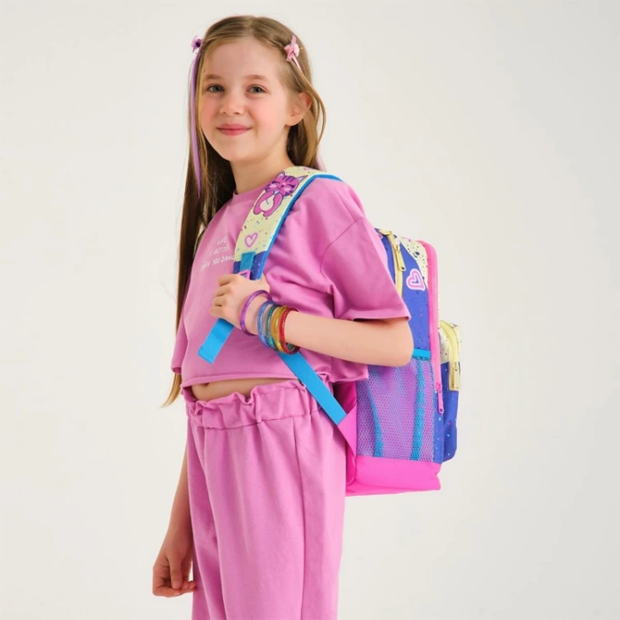 CORAL HIGH 23735 KİDS MOR PEMBE ANİME KIZ DESENLİ DÖRT BÖLMELİ SIRT ÇANTASI