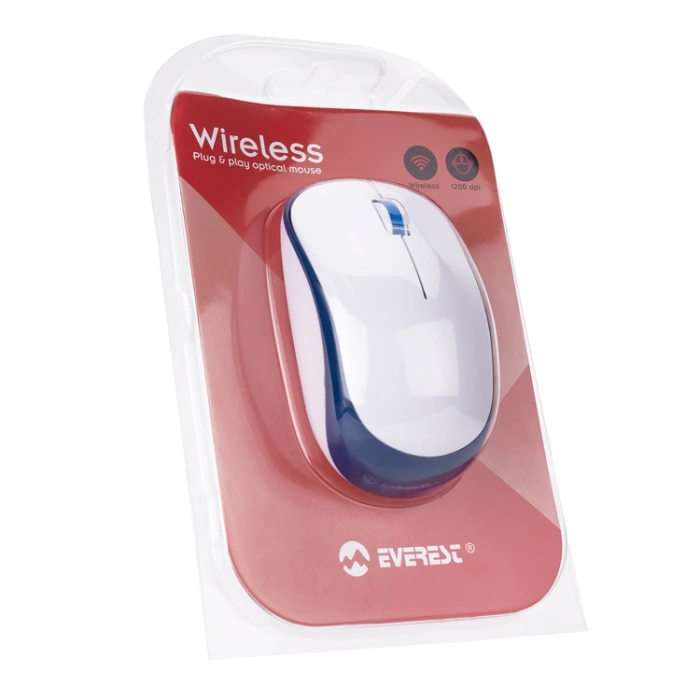EVEREST SM-833 USB 1200dpi KABLOSUZ OPTİK MOUSE BEYAZ-TURKUAZ