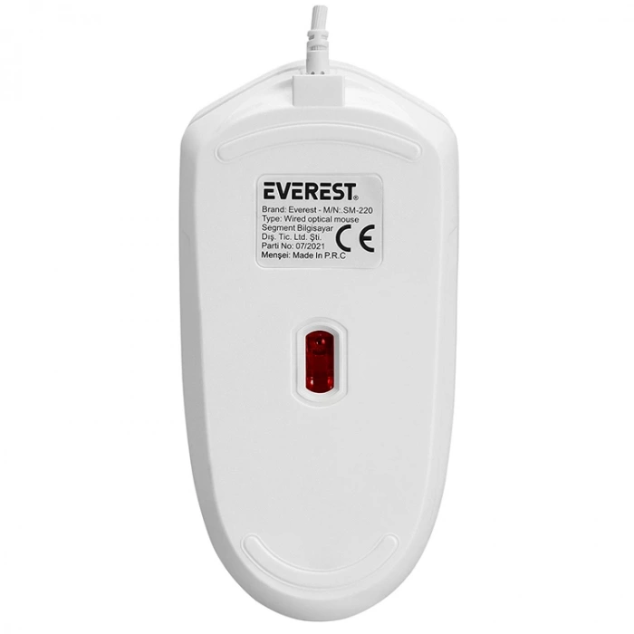 EVEREST SM-220 USB 1200 DPİ KABLOLU OPTİK MOUSE BEYAZ/GRİ
