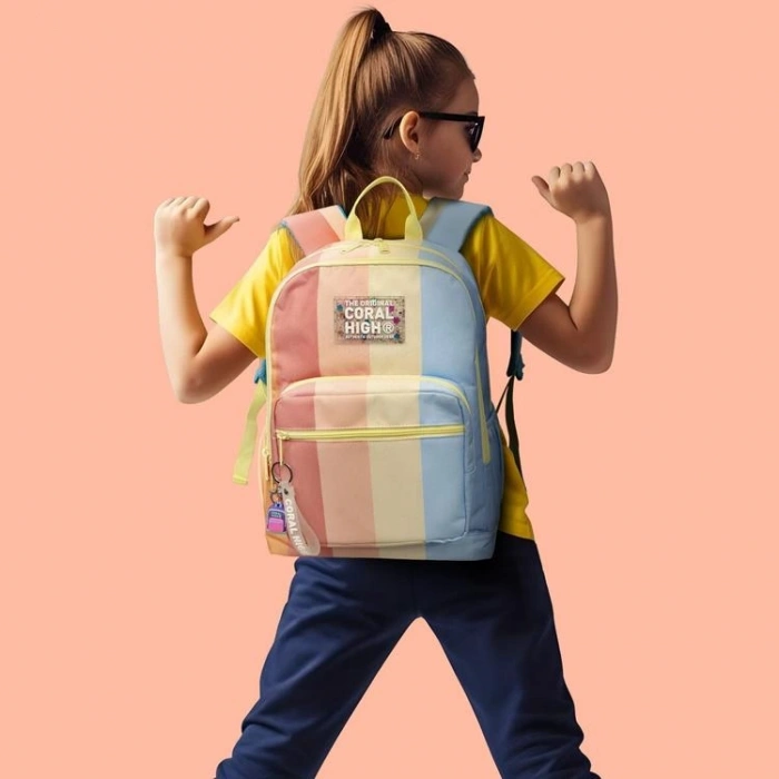 CORAL HIGH 23680 KIDS RENKLİ ÇİZGİLİ DÖRT BÖLMELİ SIRT ÇANTASI