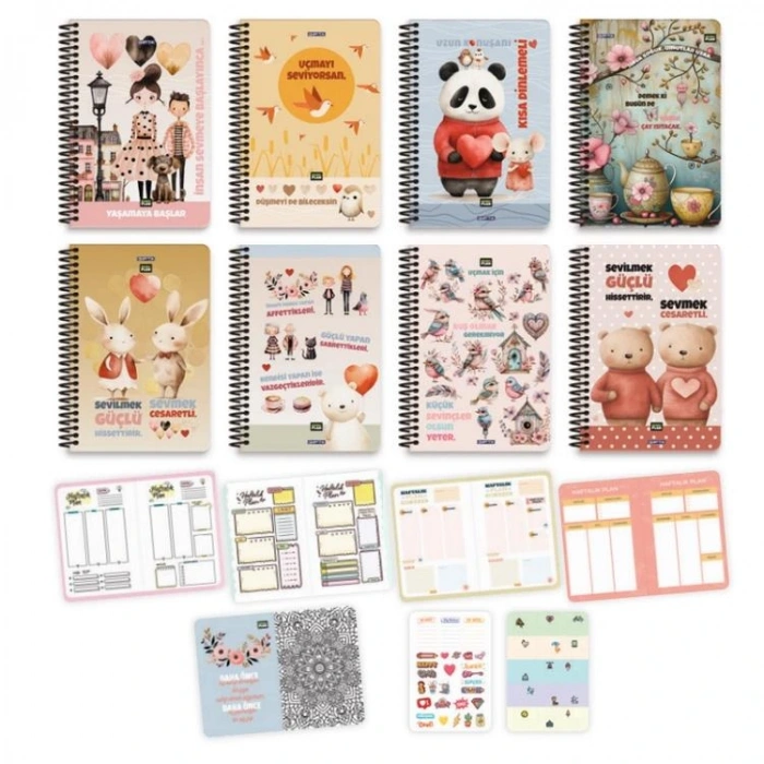 GIPTA 7329 MONO PLANLAYICI SPİRALLİ SERT KAPAK 17X24  96 YP. PLANNER DEFTER