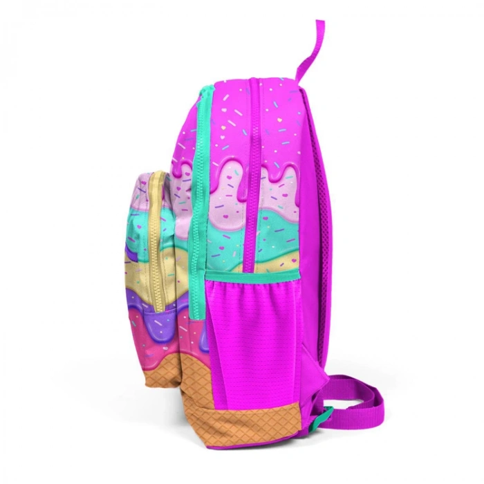 CORAL HIGH 23731 KİDS PEMBE RENGARENK DONDURMA DESENLİ DÖRT BÖLMELİ SIRT ÇANTASI