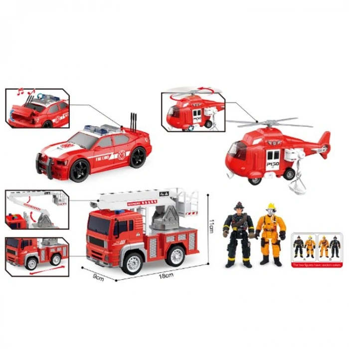 CANALİ OYUNCAK WY550-3 SESLİ SÜRTMELİ 1:20 İTFAİYE SETİ 3+