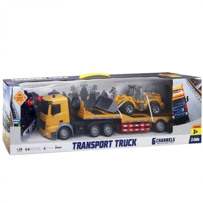 CANEM HT079 TRANSPORT TRUCK 1:24 SESLİ IŞIKLI UZAKTAN KUMANDALI ŞARJLI DOZER TAŞIYAN TIR 3+