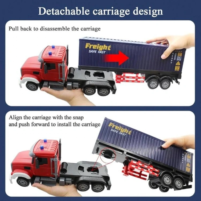 CANEM HT185 TRANSPORT TRUCK 1:24 SESLİ IŞIKLI UZAKTAN KUMANDALI ŞARJLI KONTEYNER TAŞIYAN TIR 3+