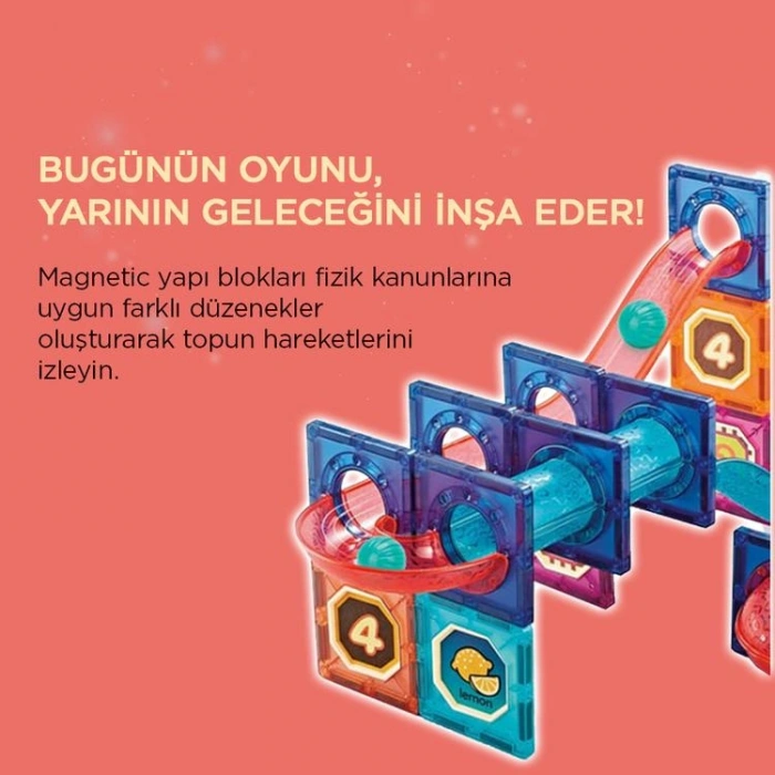 BAŞEL CH1172 LIGHT MAGNETIC TILES KUTULU IŞIKLI MANYETİK YAPI BLOKLARI 75 PARÇA 3+