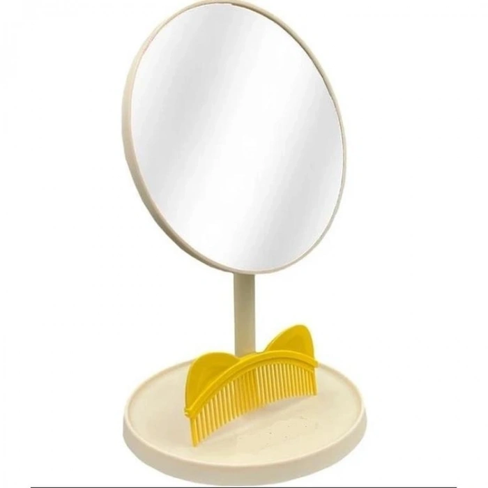 TUTKU 3112 PLASTİK STANDLI KEDİ KULAKLI AYNA + TARAK