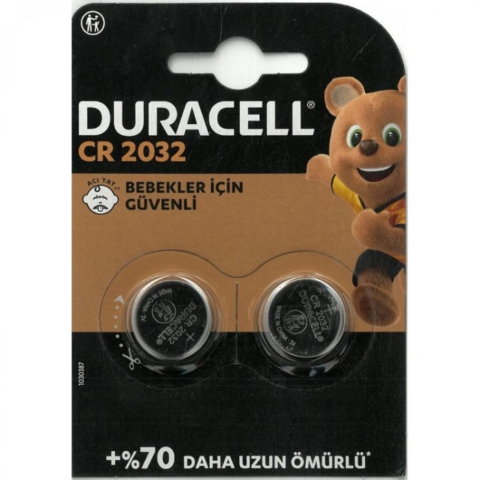 DURACELL CR2032 3V LİTYUM DÜĞME PİL 2Lİ TEK PAKET