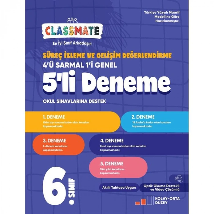 OKYANUS 6. SINIF CLASSMATE SÜREÇ İZLEME VE GENEL DEĞERLENDİRME 5Lİ DENEME
