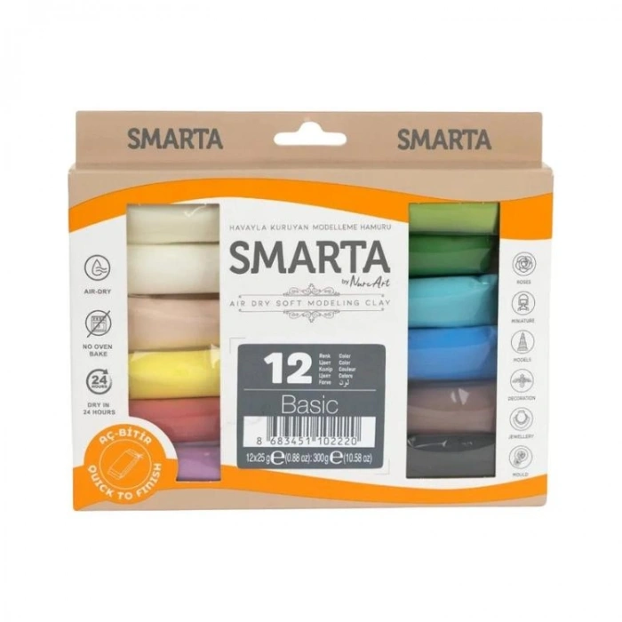 SMARTA HAVAYLA KURUYAN MODELLEME HAMURU BASIC SET 12x25g 12 RENK