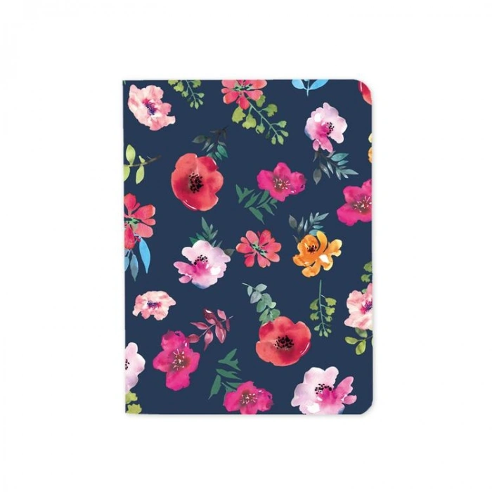 DEFFTER FABOOKS TERZİ DİKİŞ KARTON KAPAK PEMBE ÇİÇEKLİ ÇİZGİLİ DEFTER A5 32 YP.