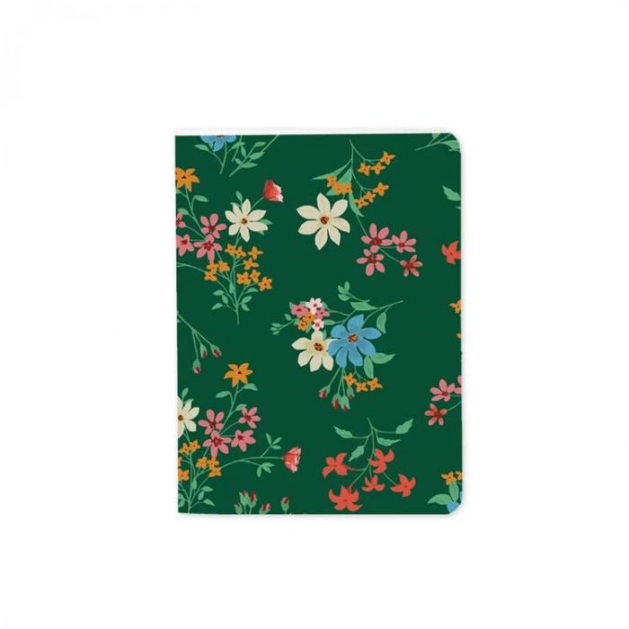 DEFFTER FABOOKS TERZİ DİKİŞ KARTON KAPAK MİNİ ÇİÇEKLİ ÇİZGİLİ DEFTER A5 32 YP.