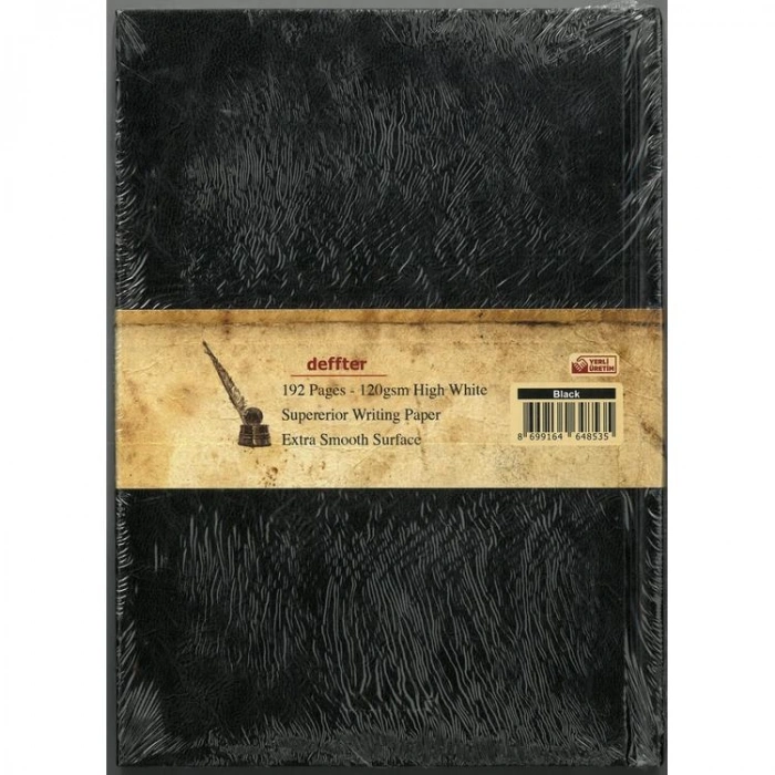 DEFFTER DOLMA KALEM DEFTERİ 15.5x21.5cm SERT KAPAK ÇİZGİSİZ 96 YP.- SİYAH