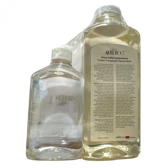ARTDECO KRİSTAL ŞEFFAF EPOKSİ REÇİNE 1000 ML. + ARTDECO KRİSTAL ŞEFFAF EPOKSİ SERTLEŞTİRİCİ  500 ML. (054M-01 + 054L-02)