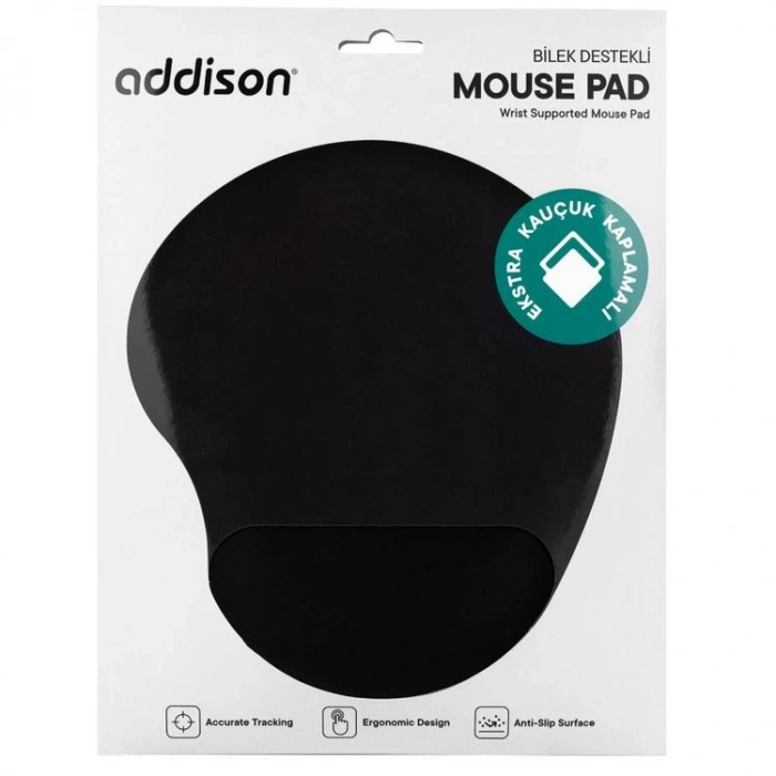ADDISON 300152 BİLEK DESTEKLİ SİYAH MOUSE PAD