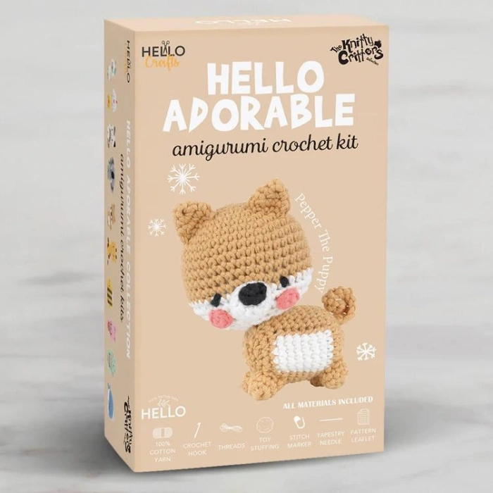 HELLO CRAFTS  ADORABLE KC976  CROCHET AMIGURUMI ÖRGÜ KİTİ - KÖPEK PEPPER THE PUPPY (1 SET)