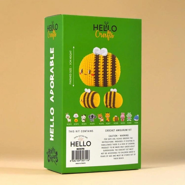 HELLO CRAFTS  ADORABLE KC978  CROCHET AMIGURUMI ÖRGÜ KİTİ - ARI BILLIE THE BEE (1 SET)