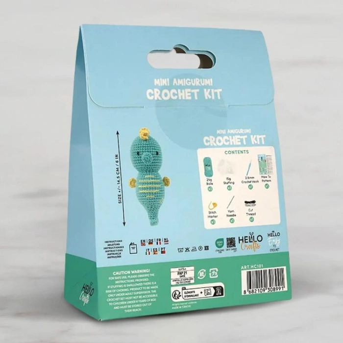 HELLO CRAFTS EASY HC101 CROCHET MİNİ AMIGURUMI ÖRGÜ KİTİ - SEVİMLİ DENİZ ATI SEA SPARKLE (1 SET)