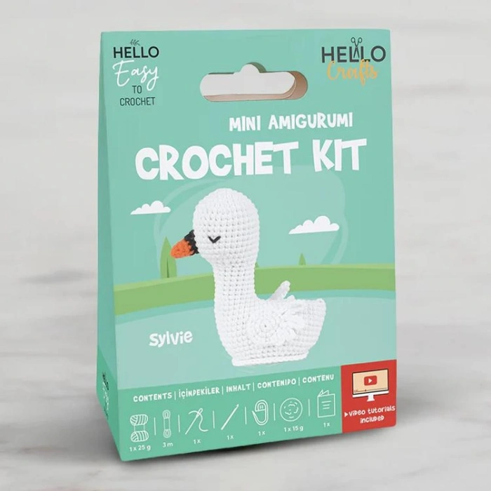 HELLO CRAFTS EASY HC102 CROCHET MİNİ AMIGURUMI ÖRGÜ KİTİ - SEVİMLİ ÖRDEK SYLVIE (1 SET)