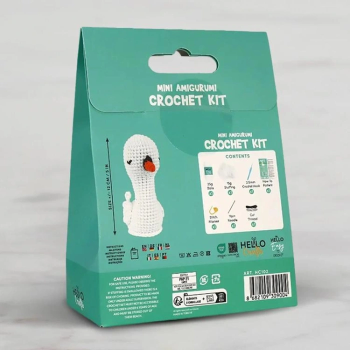 HELLO CRAFTS EASY HC102 CROCHET MİNİ AMIGURUMI ÖRGÜ KİTİ - SEVİMLİ ÖRDEK SYLVIE (1 SET)