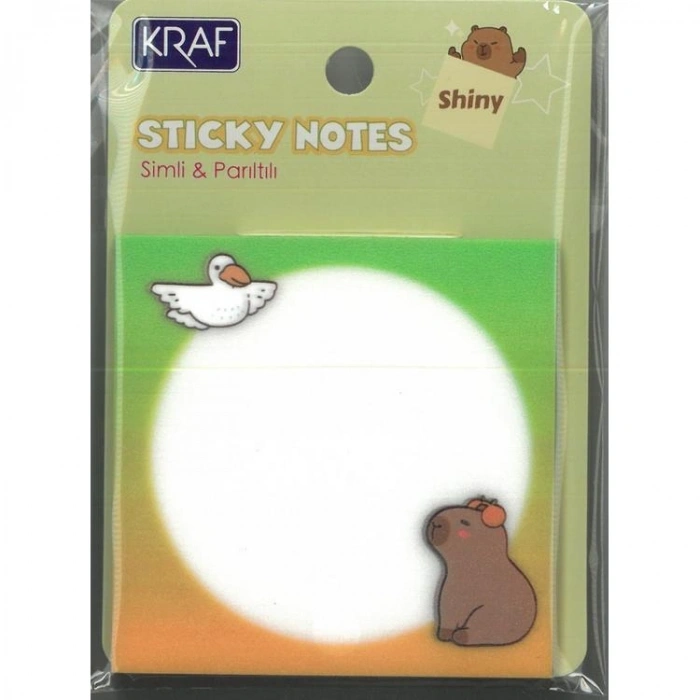 KRAF 7373-CB YAPIŞKANLI NOT KAĞIDI 73x73mm CAPYBARA 50 YP SİMLİ & PARILTILI  (TEKLİ)