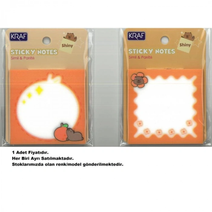 KRAF 7373-CB YAPIŞKANLI NOT KAĞIDI 73x73mm CAPYBARA 50 YP SİMLİ & PARILTILI  (TEKLİ)