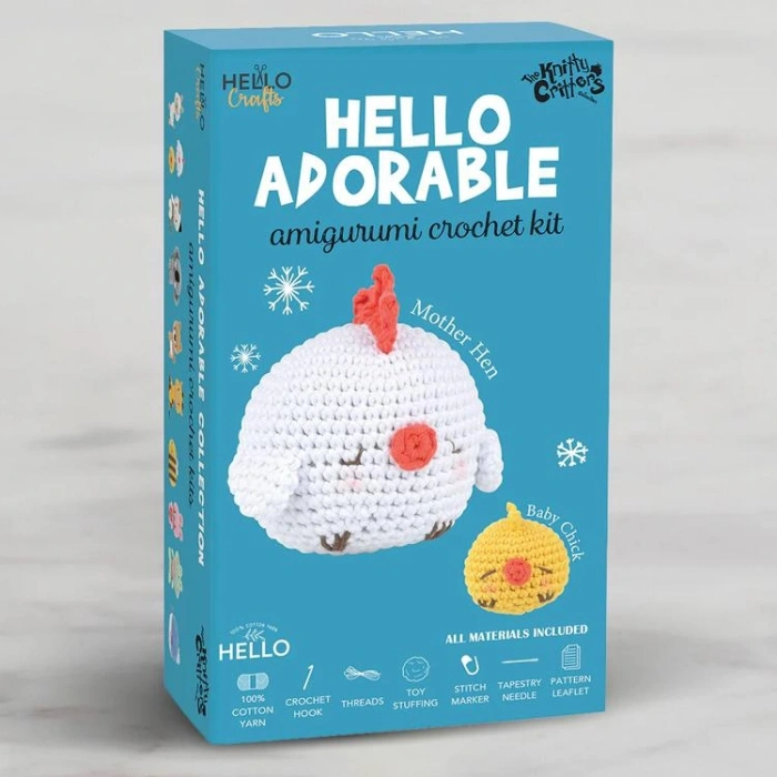 HELLO CRAFTS  ADORABLE KC973  CROCHET AMIGURUMI ÖRGÜ KİTİ - CİVCİV MOTHER HEN BABY CHICK  (1 SET)