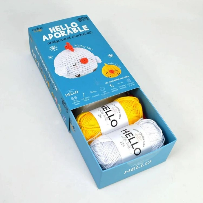HELLO CRAFTS  ADORABLE KC973  CROCHET AMIGURUMI ÖRGÜ KİTİ - CİVCİV MOTHER HEN BABY CHICK  (1 SET)