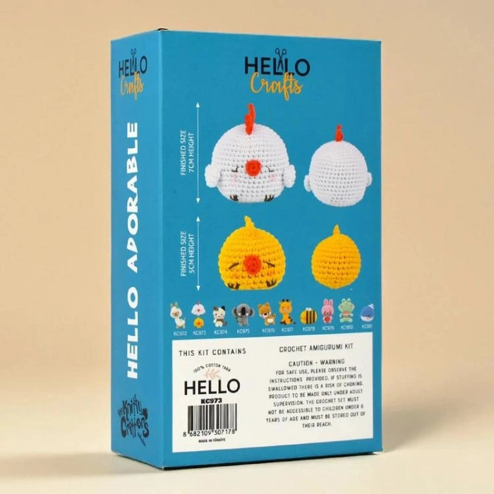 HELLO CRAFTS  ADORABLE KC973  CROCHET AMIGURUMI ÖRGÜ KİTİ - CİVCİV MOTHER HEN BABY CHICK  (1 SET)