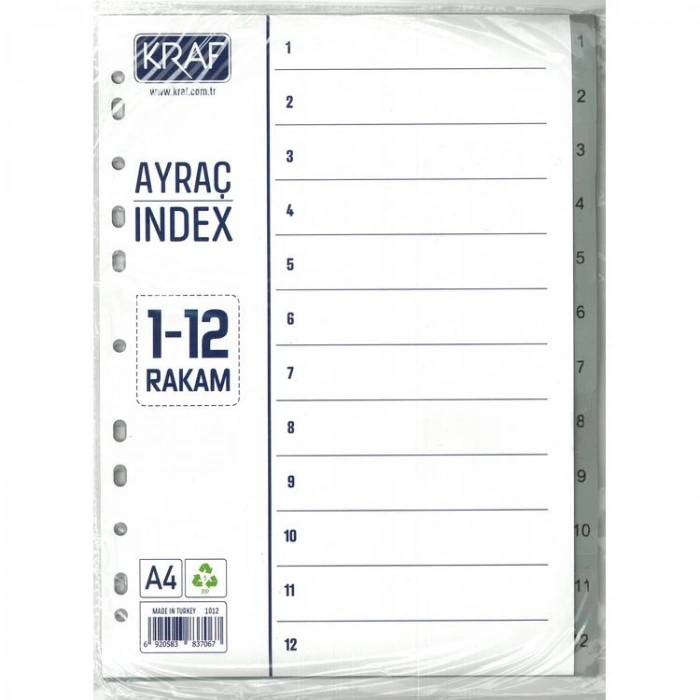 KRAF SEPARATÖR 1012  1-12 RAKAM AYRAÇ INDEX