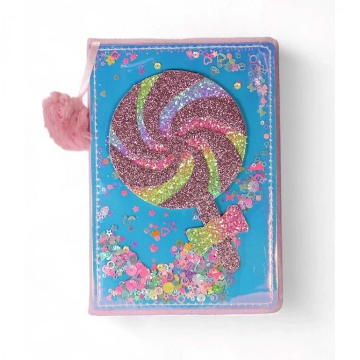 KAR YLMZ.PD-108  SİMLİ PULLU PELUŞ AYNALI (PARLAK) HATIRA DEFTERİ ÇİZGİLİ